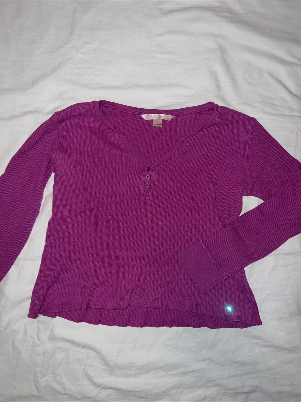 Victoria's Secret V-Neck Waffle Knit Henley - Purple